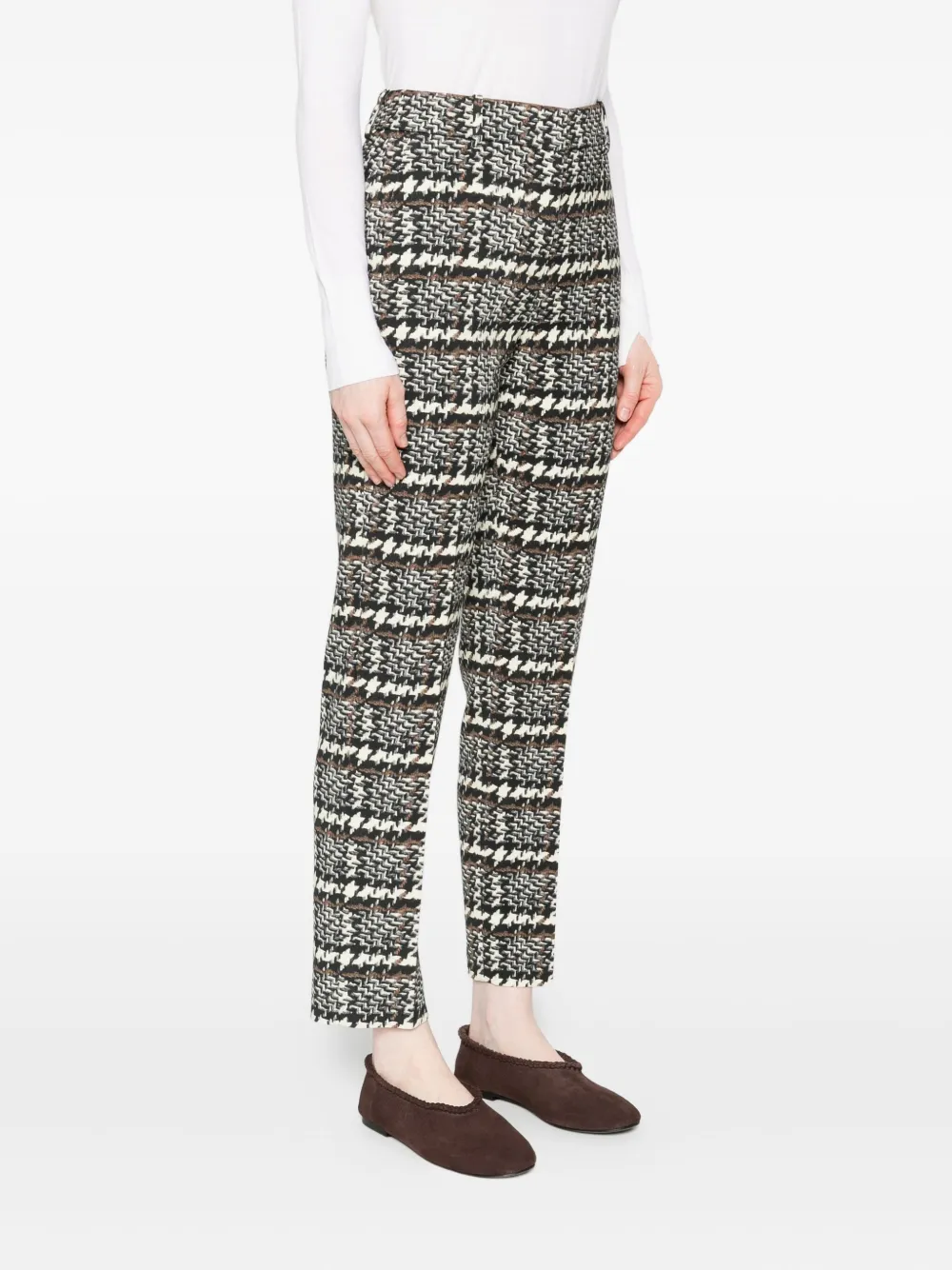 Ermanno Scervino Check Straight Trousers In Gray