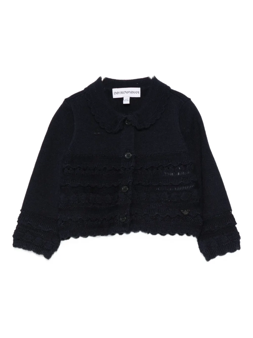 Emporio Ar i Kids ruffled wool cardigan Blauw