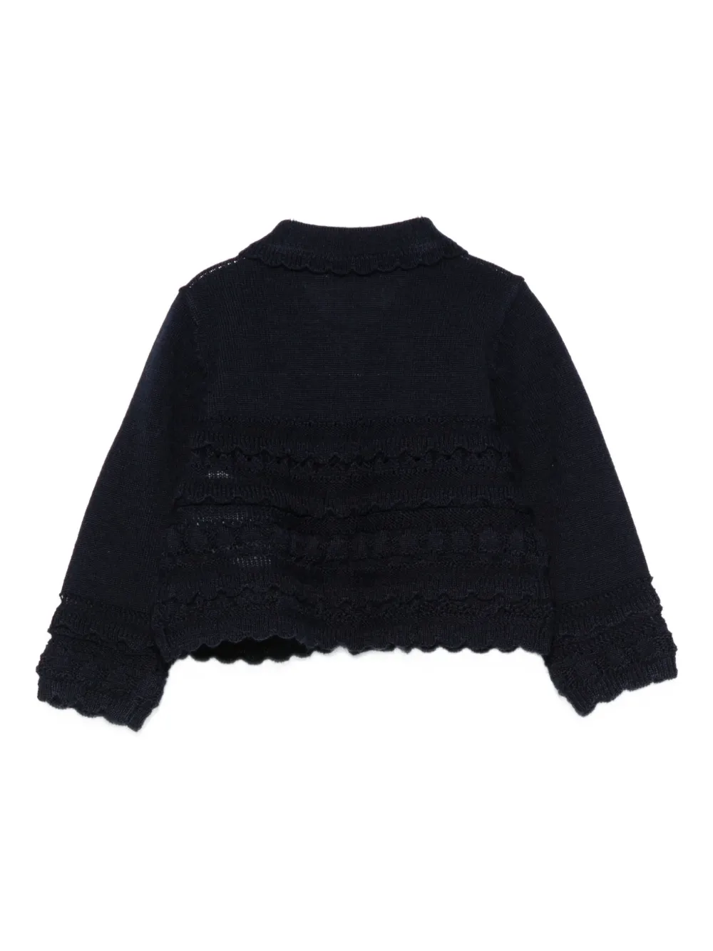 Emporio Armani Kids ruffled wool cardigan Blauw