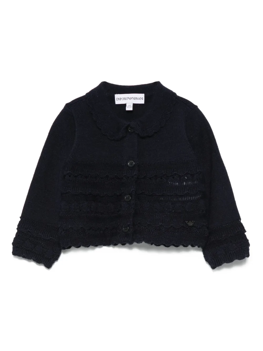Emporio Armani Kids ruffled wool cardigan - ブルー Emporio Armani Kids ruffled wool cardigan - ブルー
