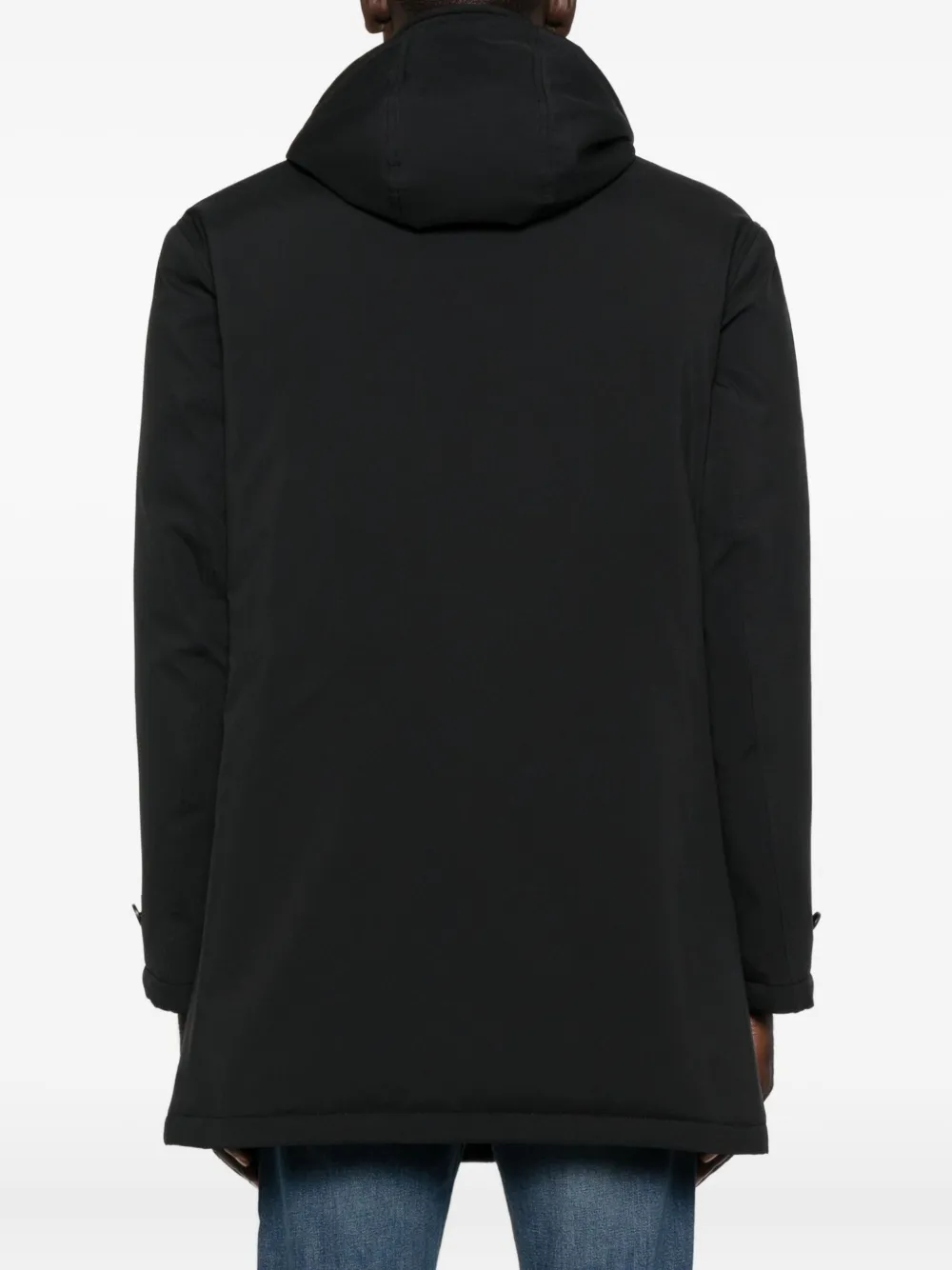 Brioni Hooded Cotton Coat In Black