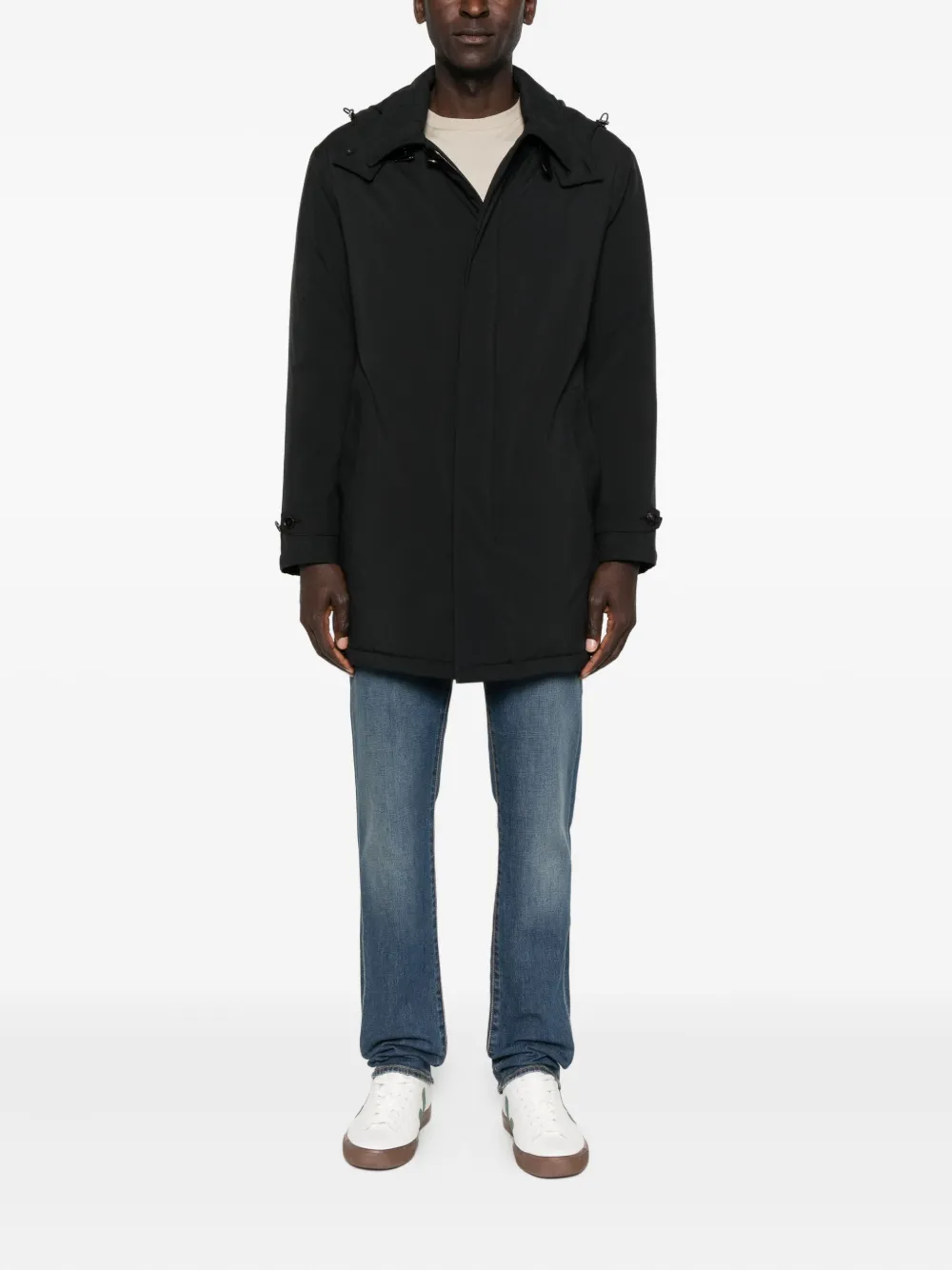 Brioni Katoenen jas met capychon - Zwart