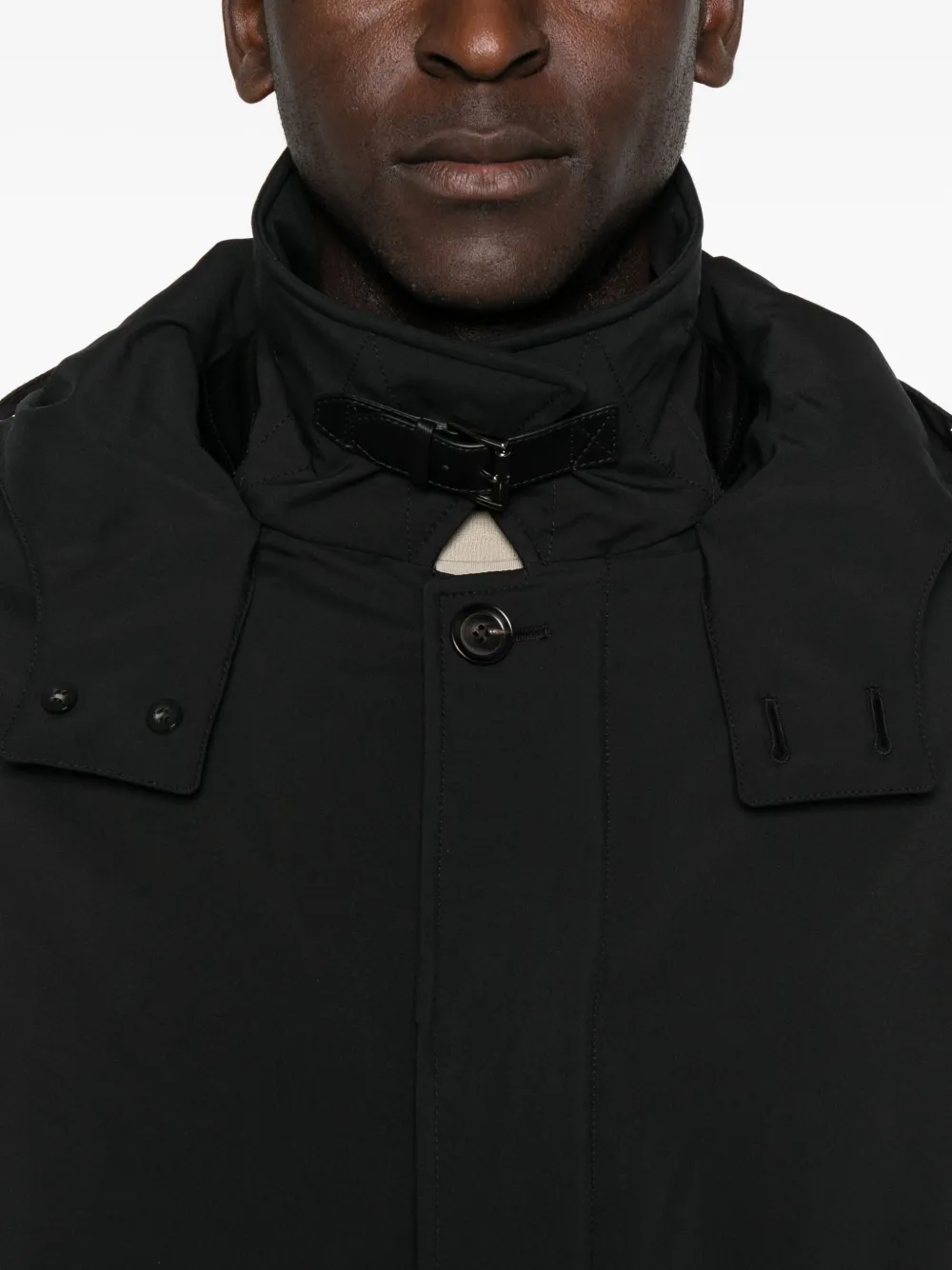 Brioni Hooded Cotton Coat In Black