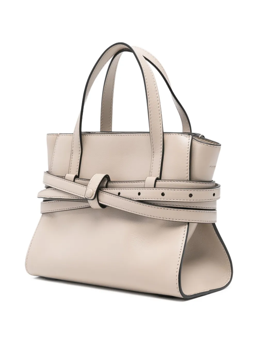 Moschino Belted Leather Tote Bag In Neutral