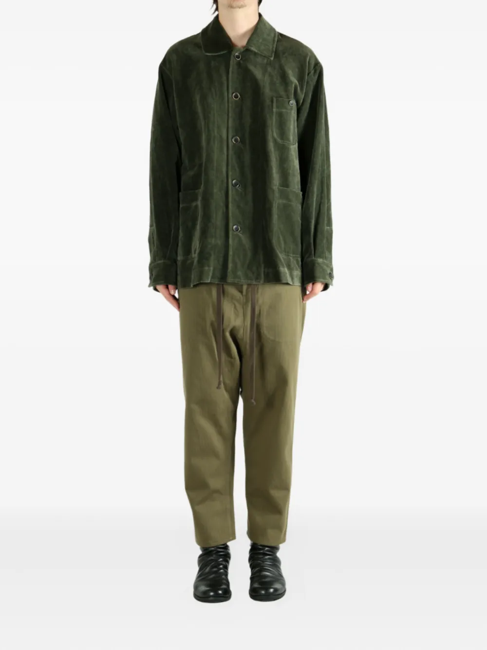 Uma Wang Jinn patch-pocket shirt jacket Groen