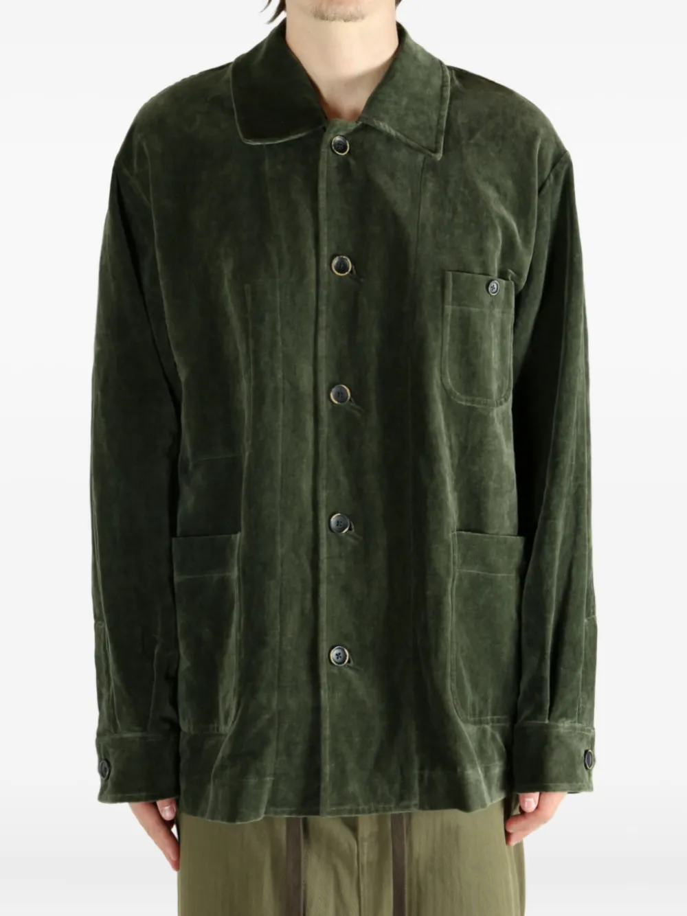 Uma Wang Jinn patch-pocket shirt jacket Groen