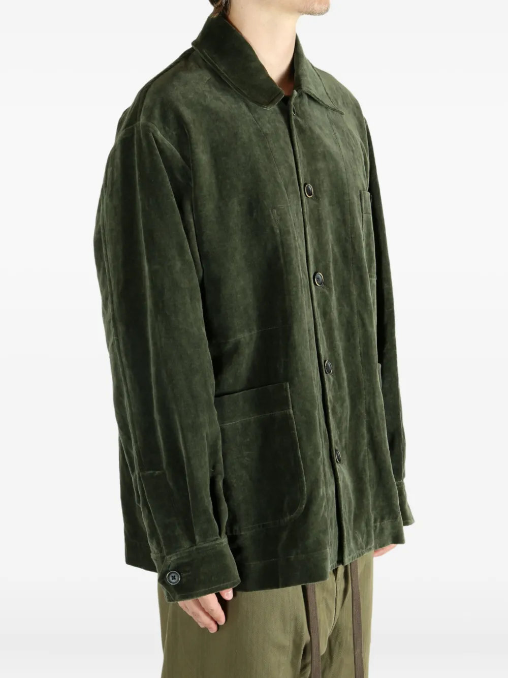 Uma Wang Jinn patch-pocket shirt jacket Groen
