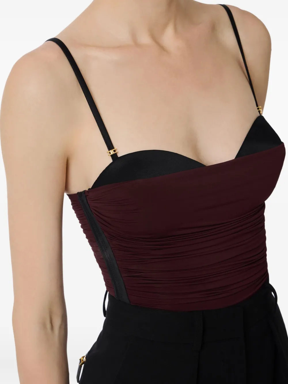 Elisabetta Franchi gathered bodysuit - Zwart