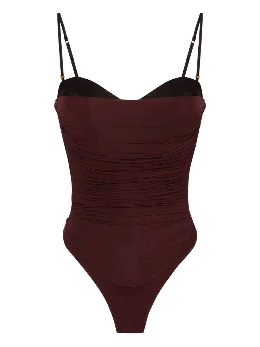 Elisabetta Franchi Gathered Bodysuit In Burgundy