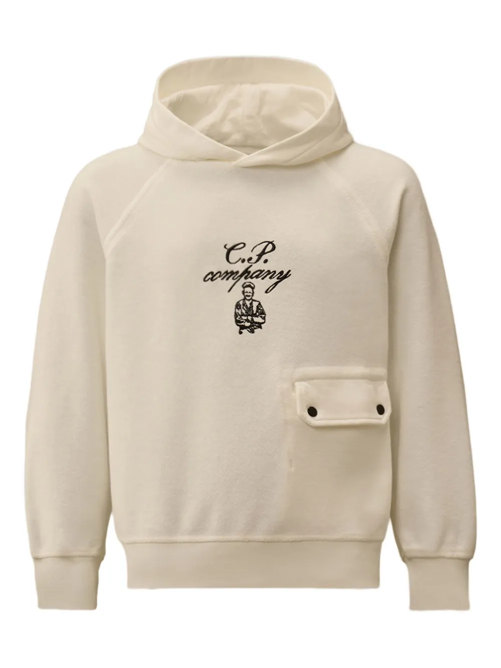 C.P. Company Kids logo-lettering pocket-detail hoodie | White | Image 1