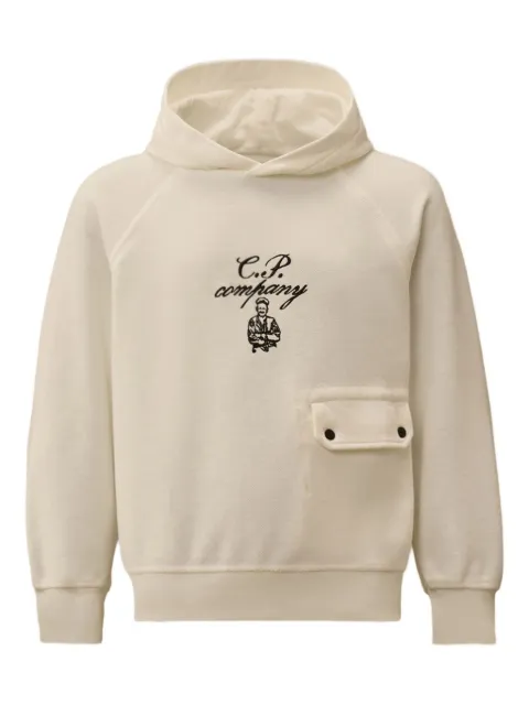 C.P. Company Kids logo-lettering pocket-detail hoodie