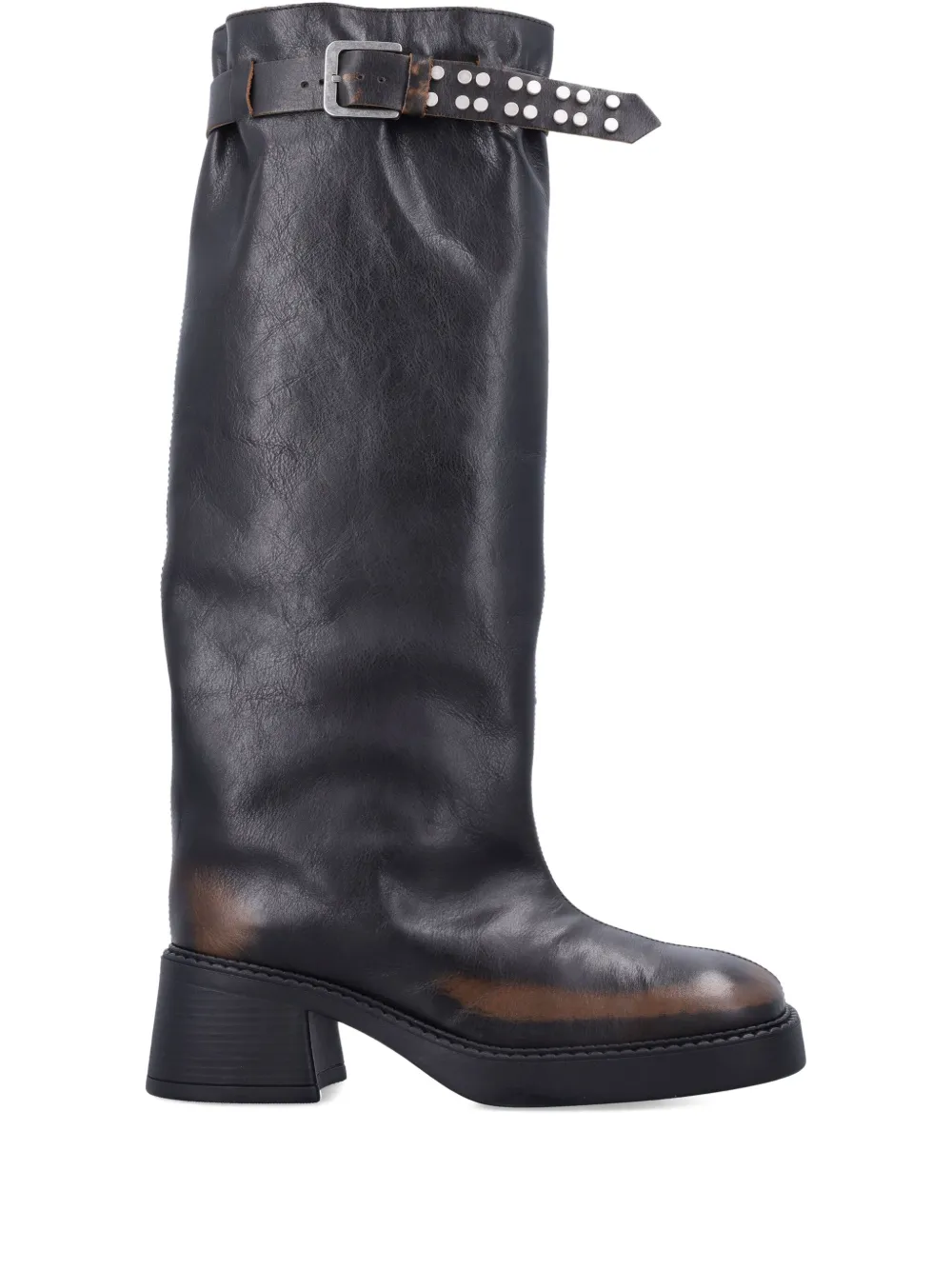Miista buckle-fastening studded boots Brown