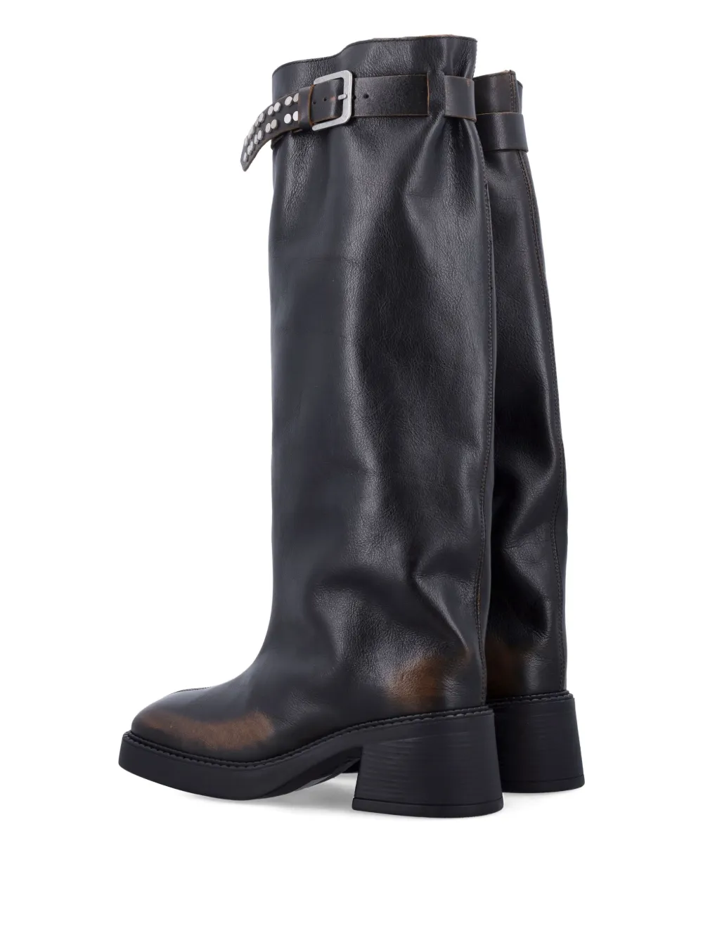 Miista buckle-fastening studded boots Brown