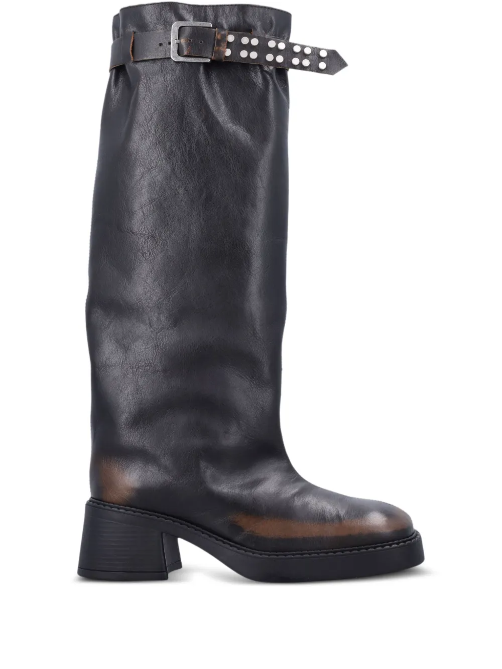 Miista buckle-fastening studded boots Brown