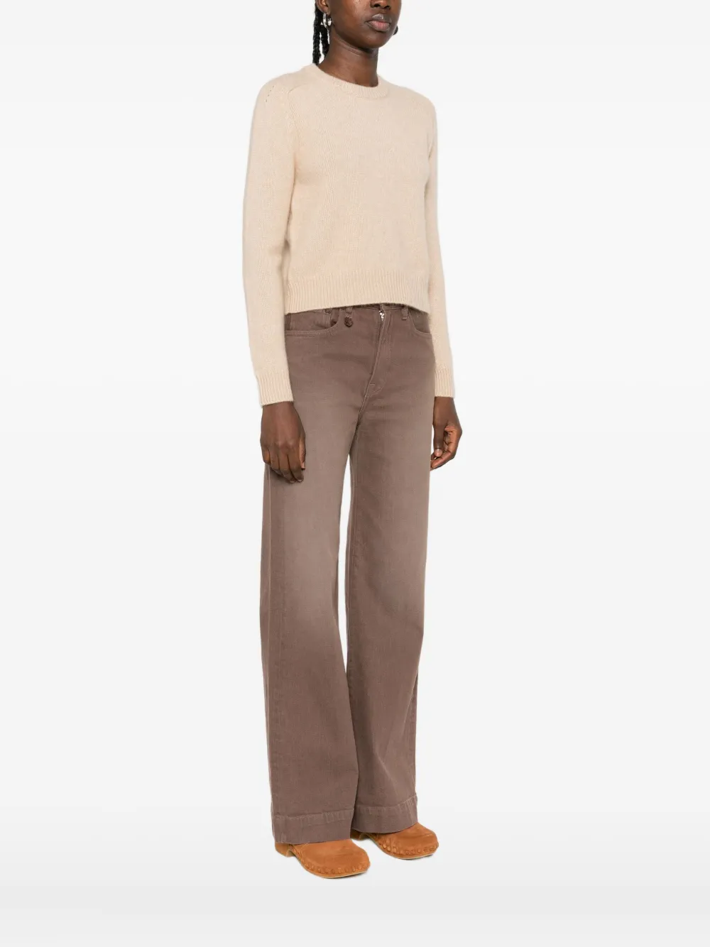 kujten Kasjmier trui met ronde hals Beige