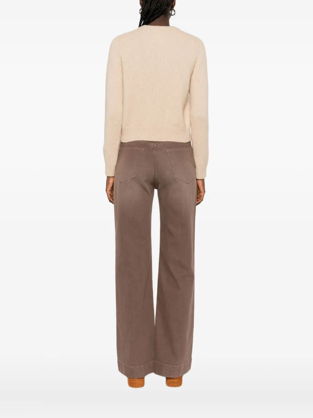 kujten Kasjmier trui met ronde hals Beige