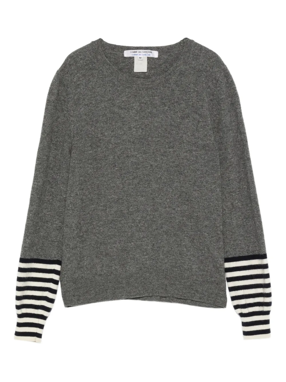 Pre-owned Comme Des Garçons 2000s Striped-cuff Sweater In Gray