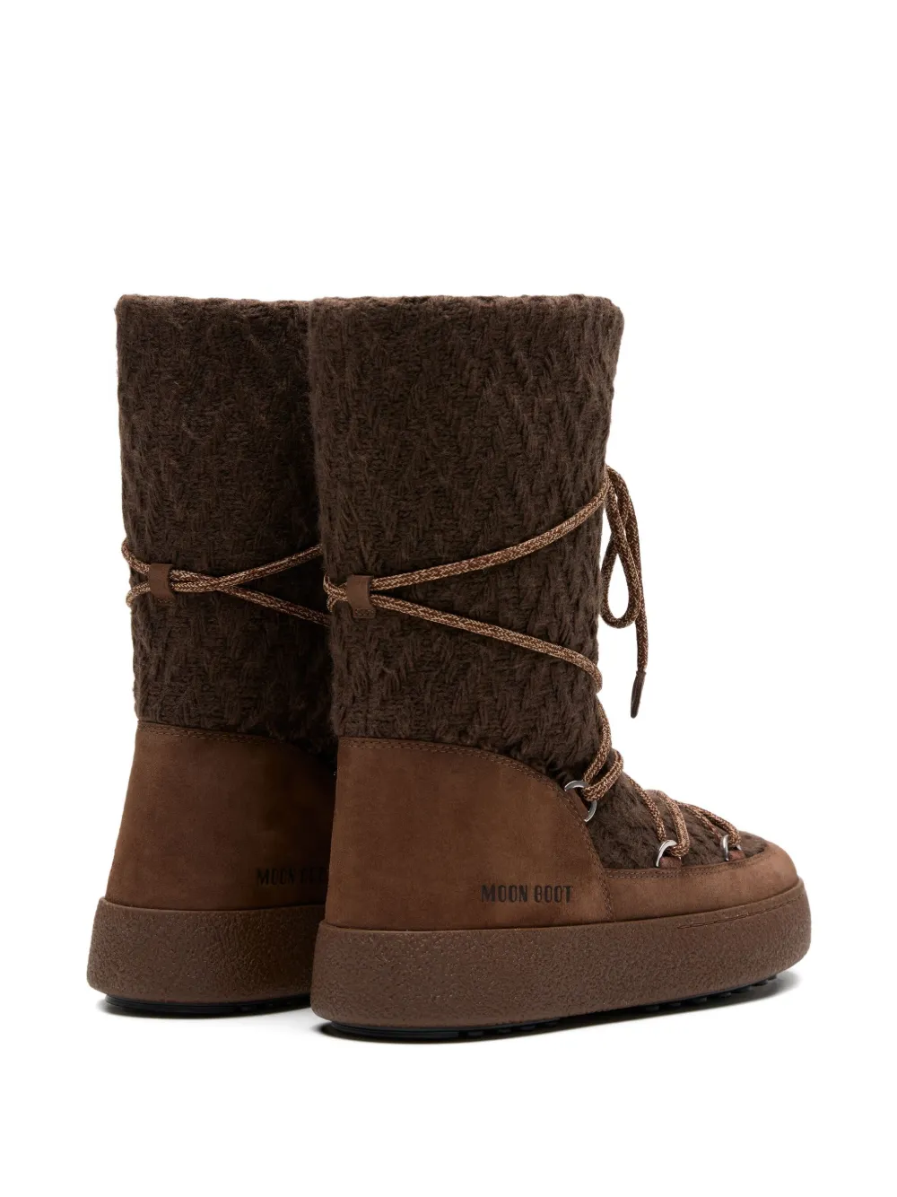 Moon Boot Knit Lace-up Boots In Brown