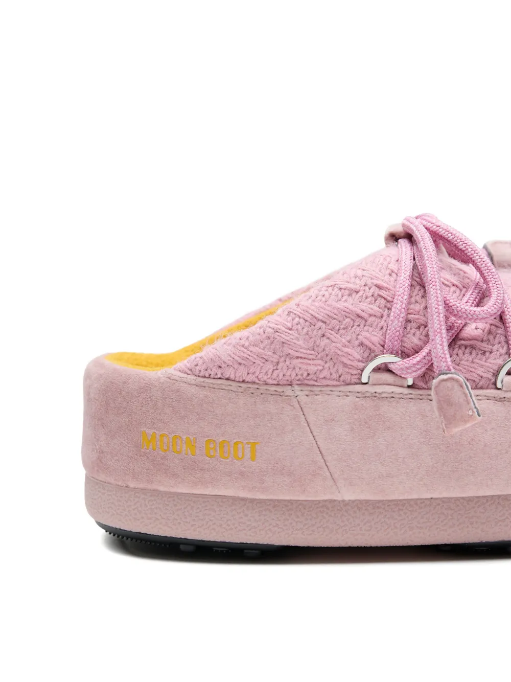 Moon Boot X Guest In Residence Knitted Lace-up Mules In Pink
