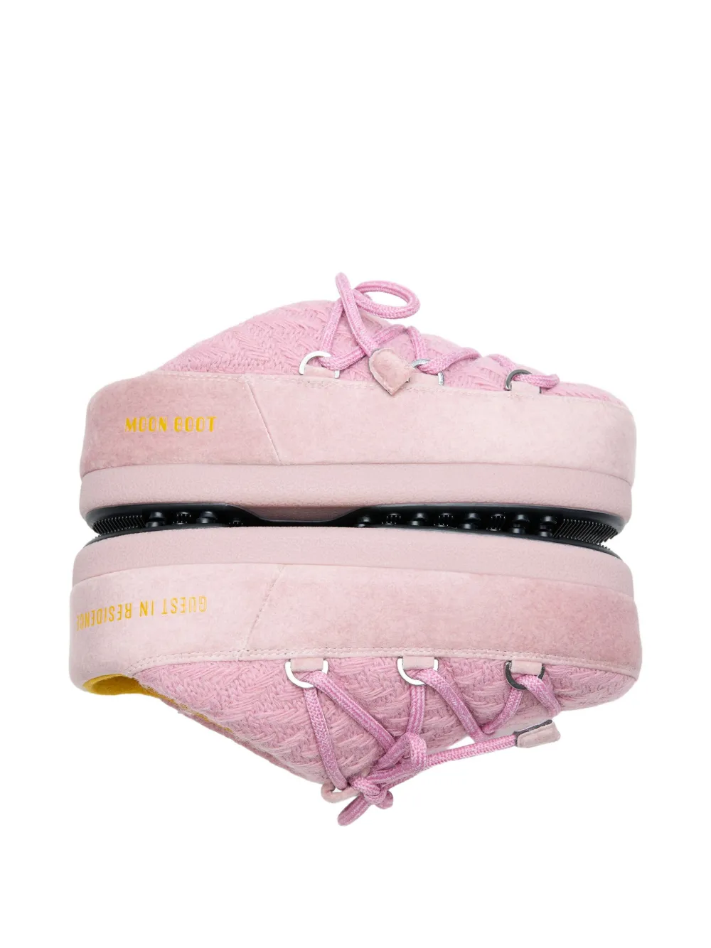 Moon Boot X Guest In Residence Knitted Lace-up Mules In Pink