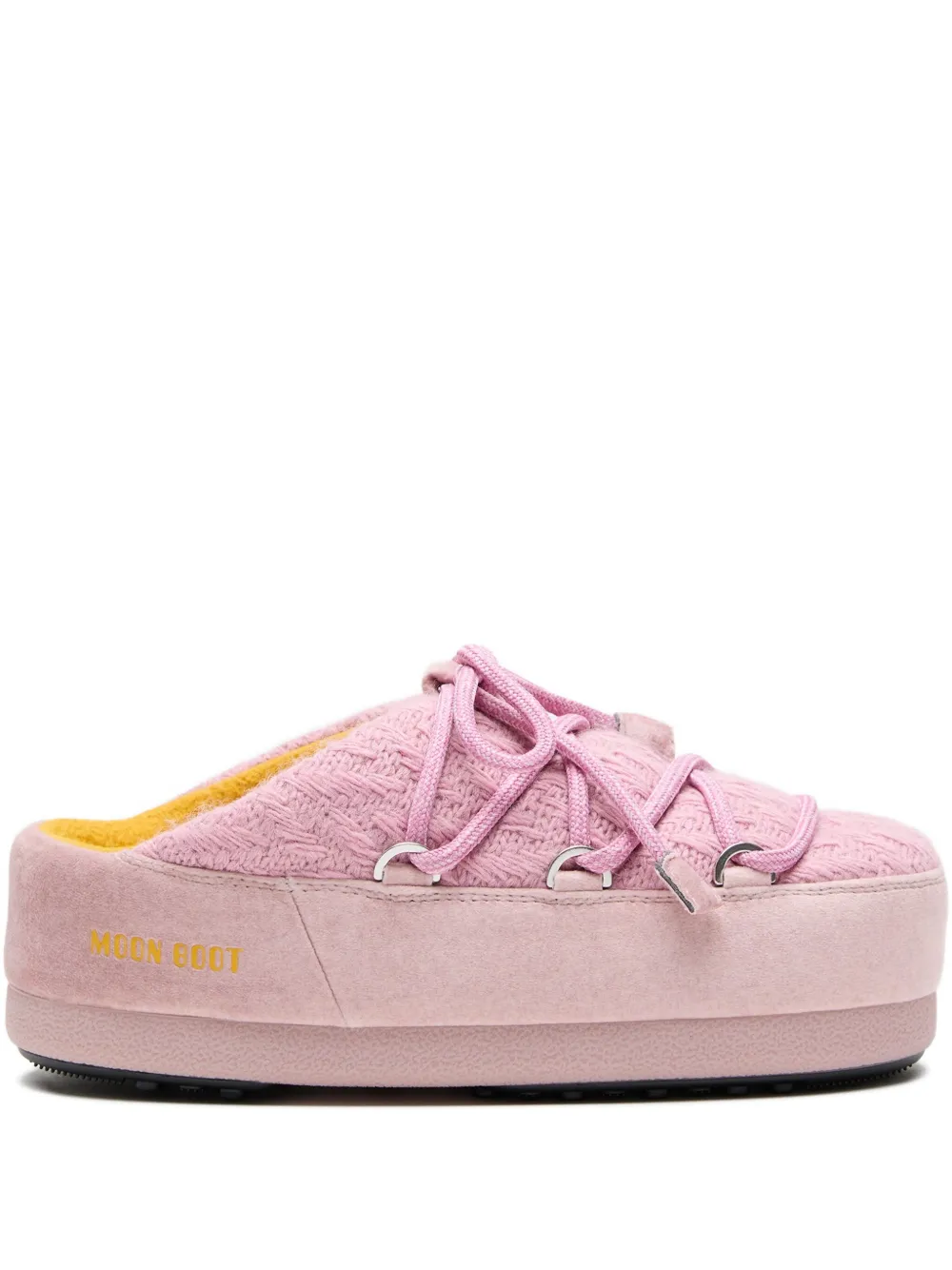 Moon Boot x Guest In Residence knitted lace-up mules | Pink | Image 1