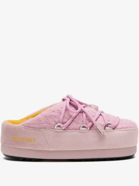 Moon Boot mules tejidos con agujetas de Moncler Genius x Guest In Residence