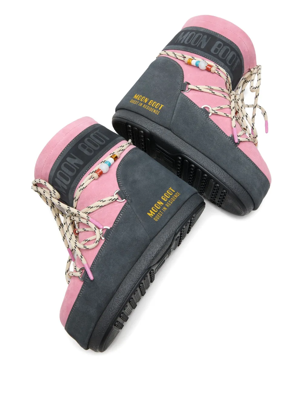 Moon Boot Beaded Suede Boots In Multi