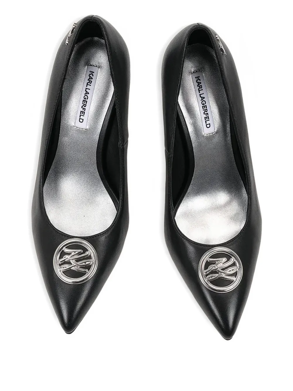 Karl Lagerfeld logo-plaque pointed-toe pumps Black