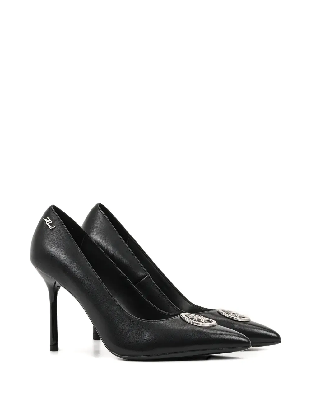 Karl Lagerfeld logo-plaque pointed-toe pumps Black