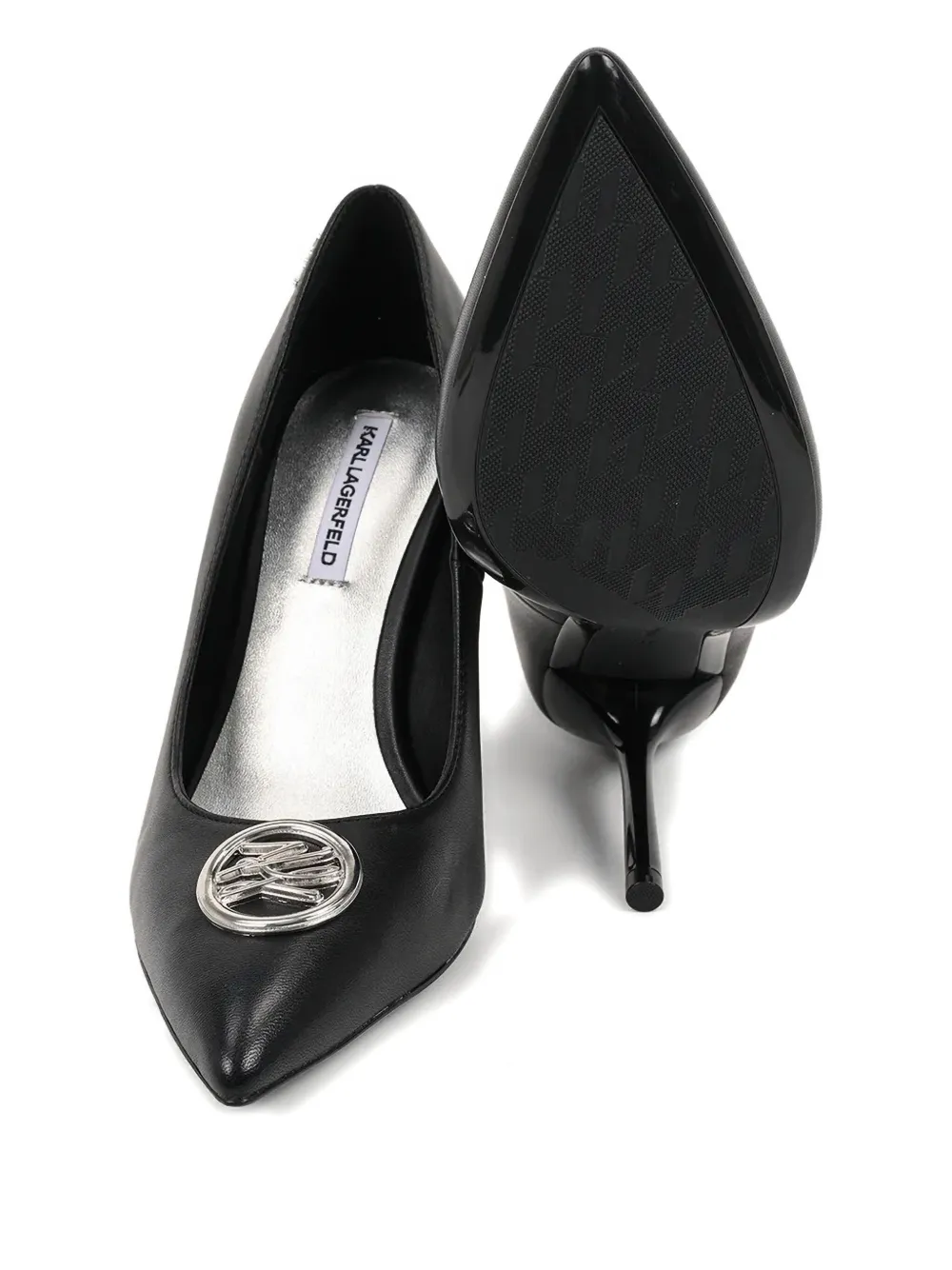 Karl Lagerfeld Logo-plaque Pointed-toe Pumps In Black