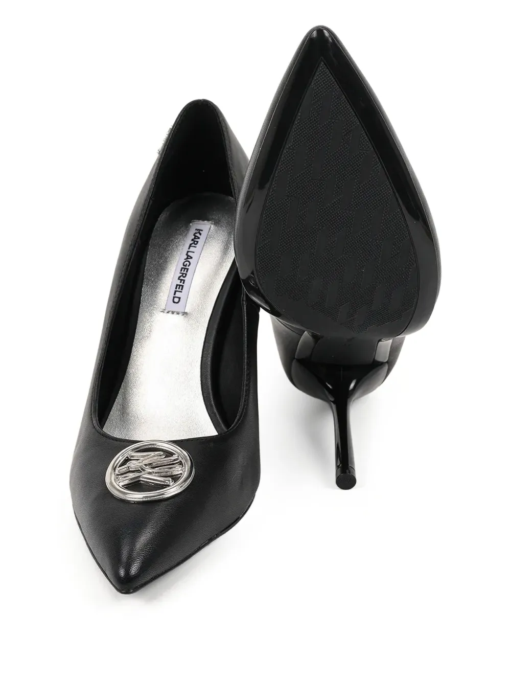 Karl Lagerfeld logo-plaque pointed-toe pumps Black