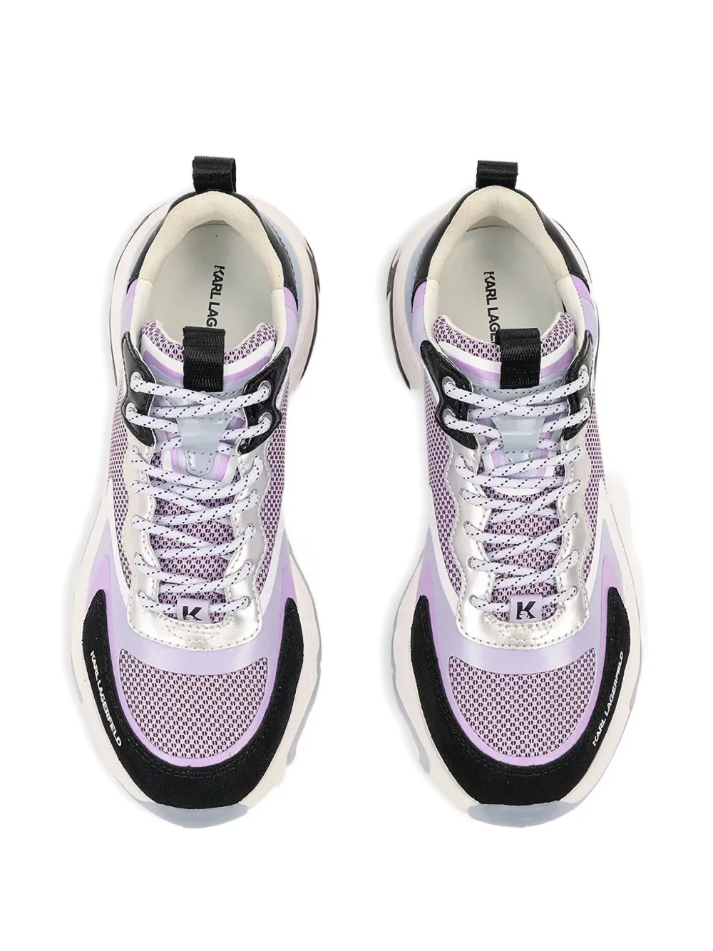 Karl Lagerfeld metallic-panelled mesh sneakers Purple