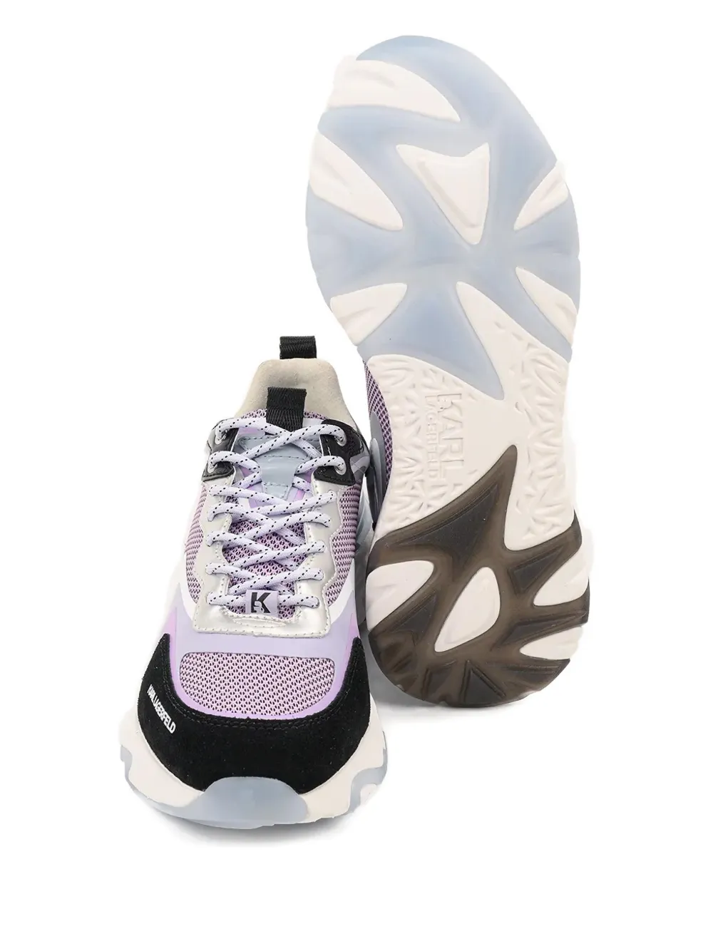 Karl Lagerfeld metallic-panelled mesh sneakers Purple