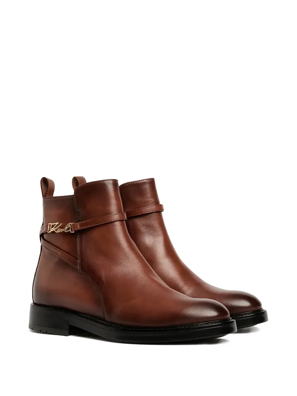 Karl Lagerfeld Blake Strap-detail Boots In Brown