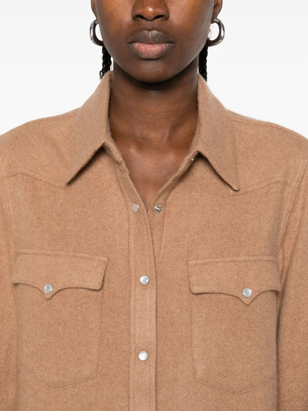 Kujten Button-placket Flap-pocket Shirt In Brown