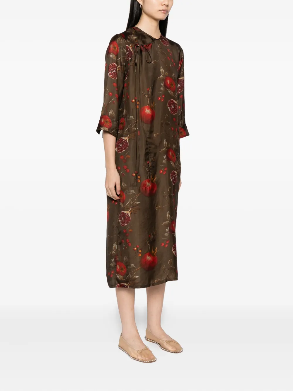 Uma Wang Jurk met print Bruin