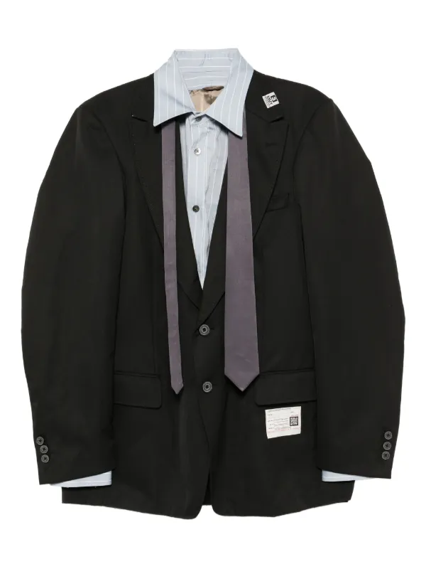 ✨希少✨MIHARA YASUHIRO ラムレザーレイヤードジャケット　黒 ✨希少✨MIHARA YASUHIRO ラムレザーレイヤードジャケット 黒