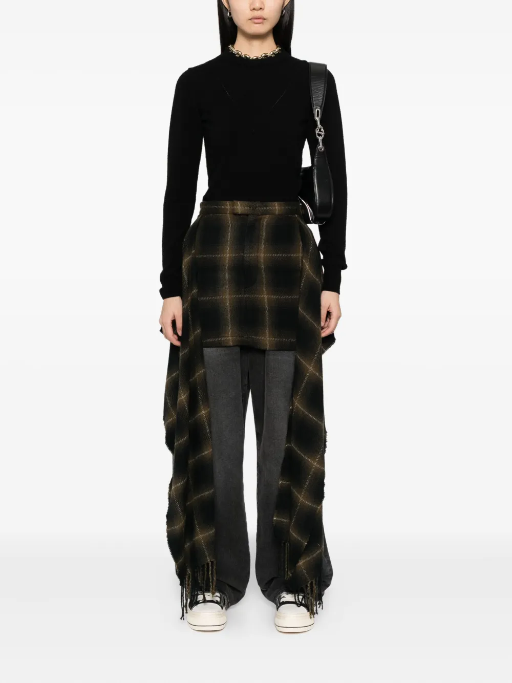 Maison MIHARA YASUHIRO Geruite rok - Zwart