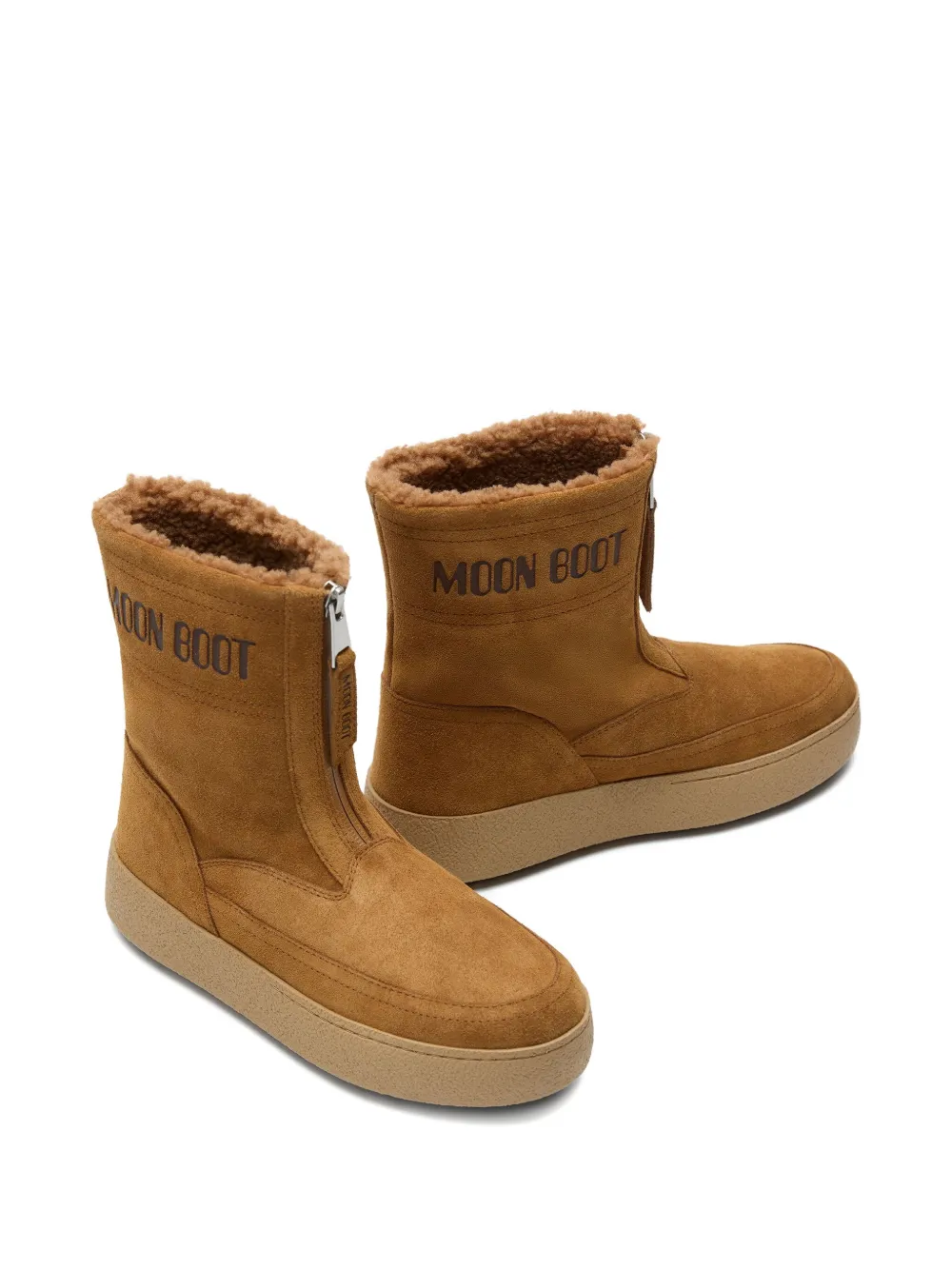 Moon Boot Zip-front Suede Boots In Brown