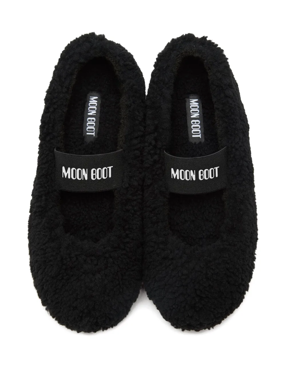 Moon Boot Shearling Ballerina Flats In Black
