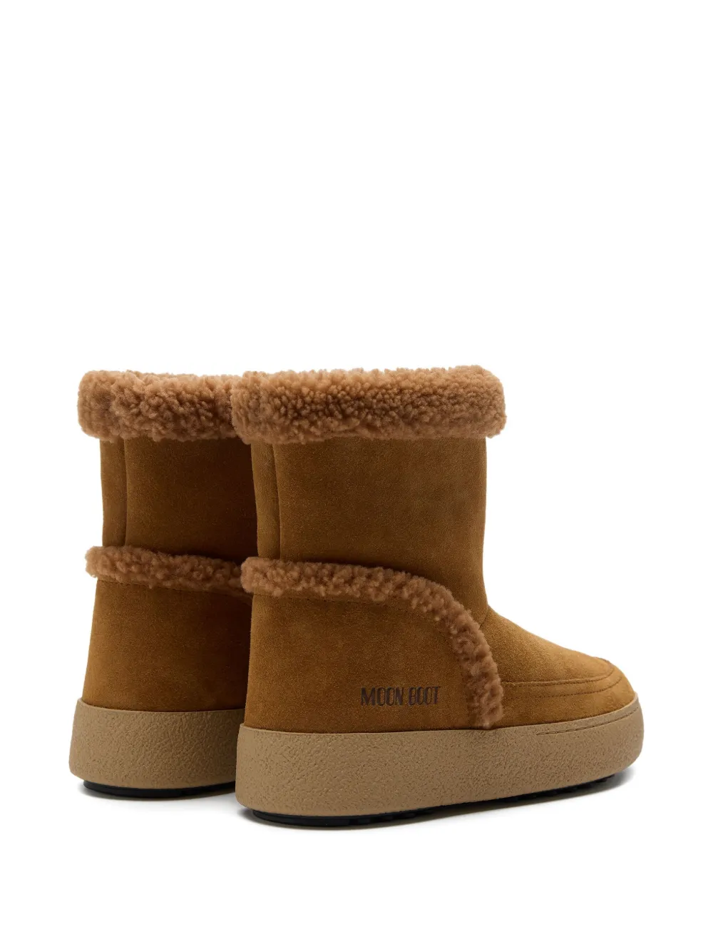Moon Boot Shearling-trimmed Suede Boots In Brown