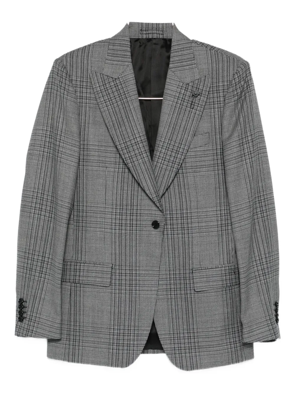 Lardini Checked Single-breasted Blazer In Gray