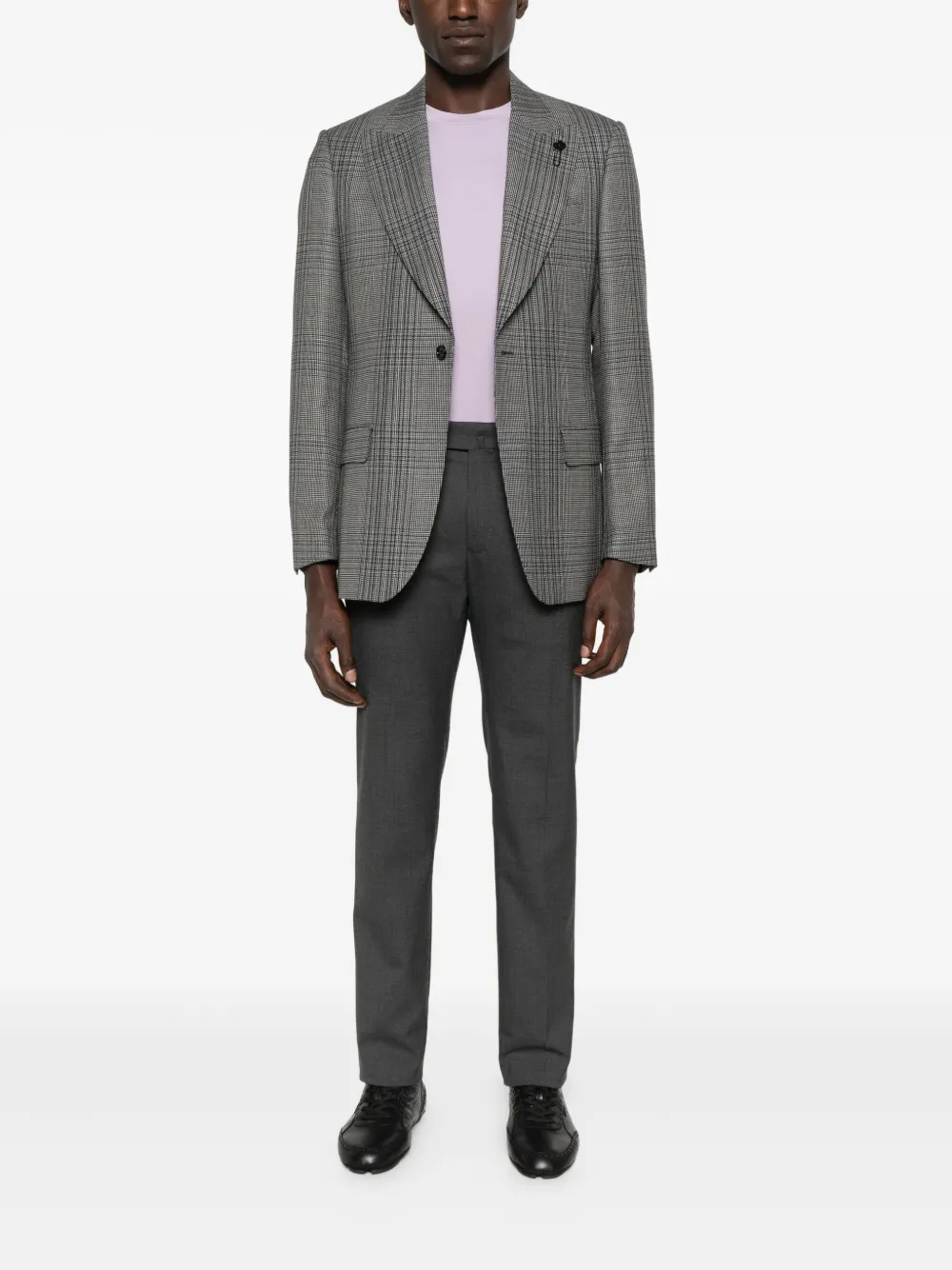 Lardini checked single-breasted blazer Grijs