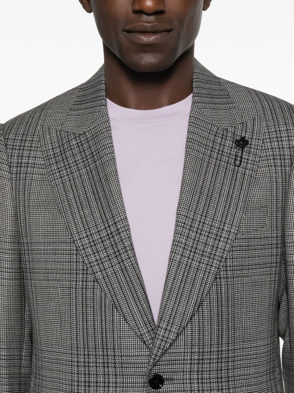 Lardini checked single-breasted blazer Grijs