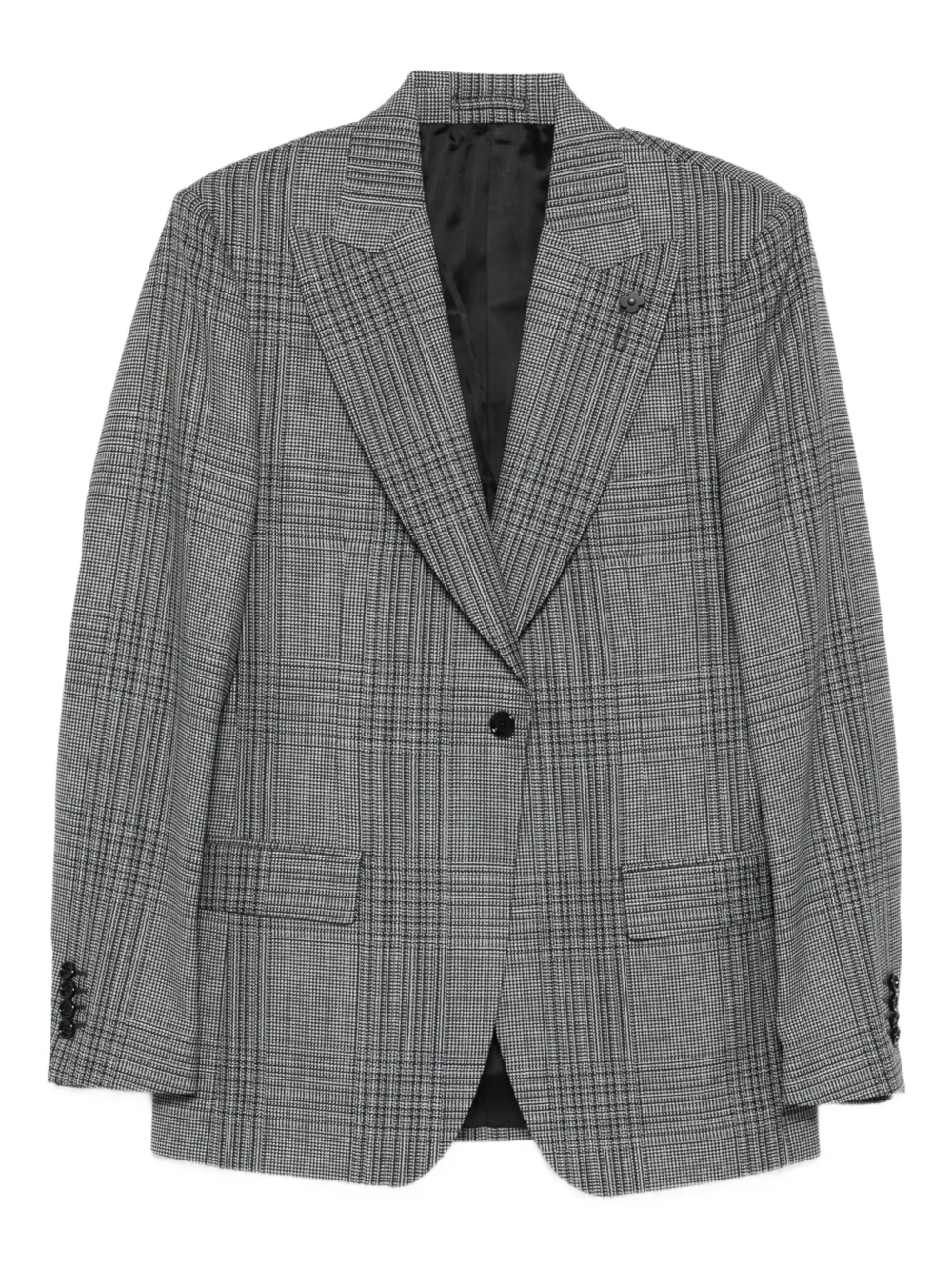 Lardini checked single-breasted blazer Grijs