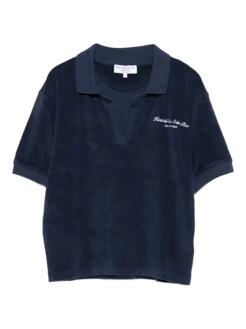 Sporty & Rich embroidered cotton terry polo top