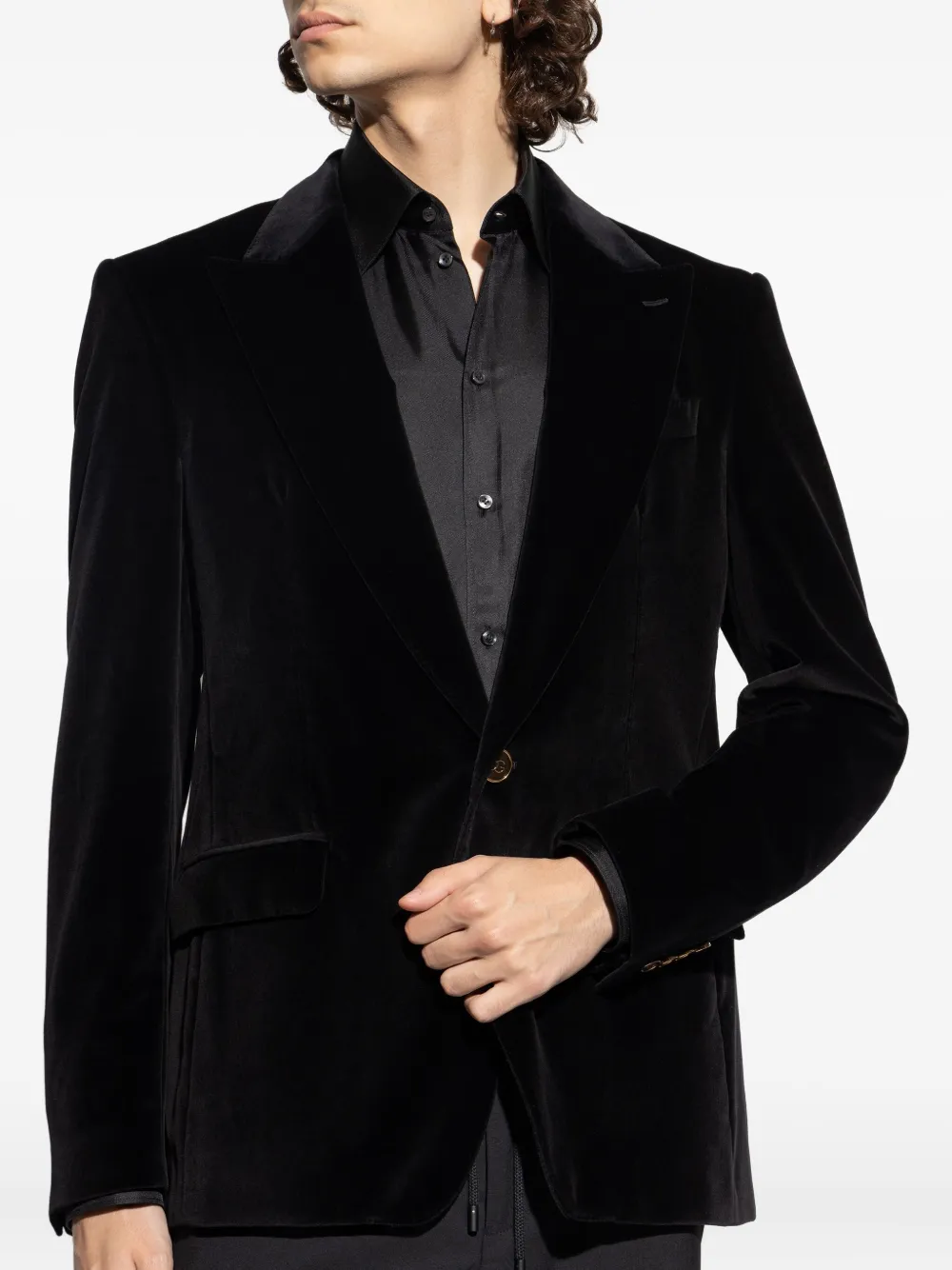 Dolce & Gabbana Men Velvet Notched Lapel Blazer In Blue
