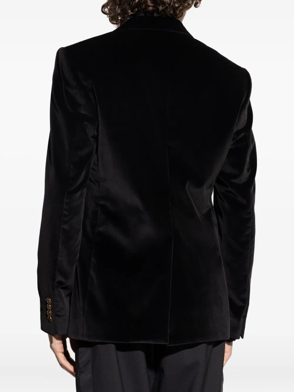 Dolce & Gabbana Men Velvet Notched Lapel Blazer In Blue