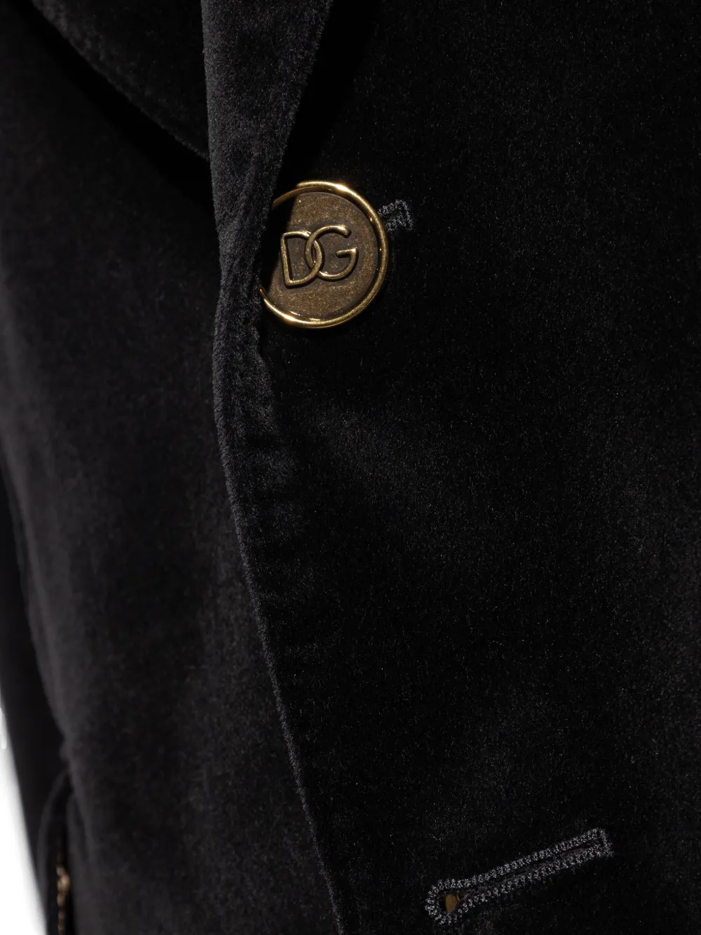 Dolce & Gabbana Men Velvet Notched Lapel Blazer In Blue