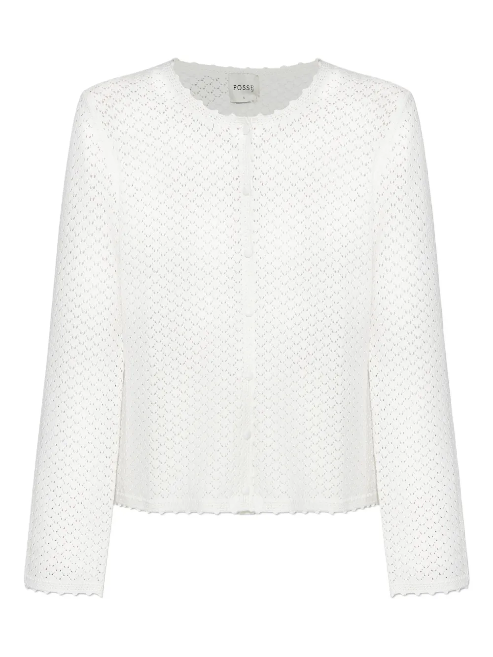 Posse crochet-detail buttoned cardigan | White | Image 1